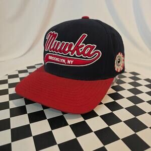 Mishka Brooklyn NY Starter Snapback Hat Navy Red Keep Watch Eyeball Cap